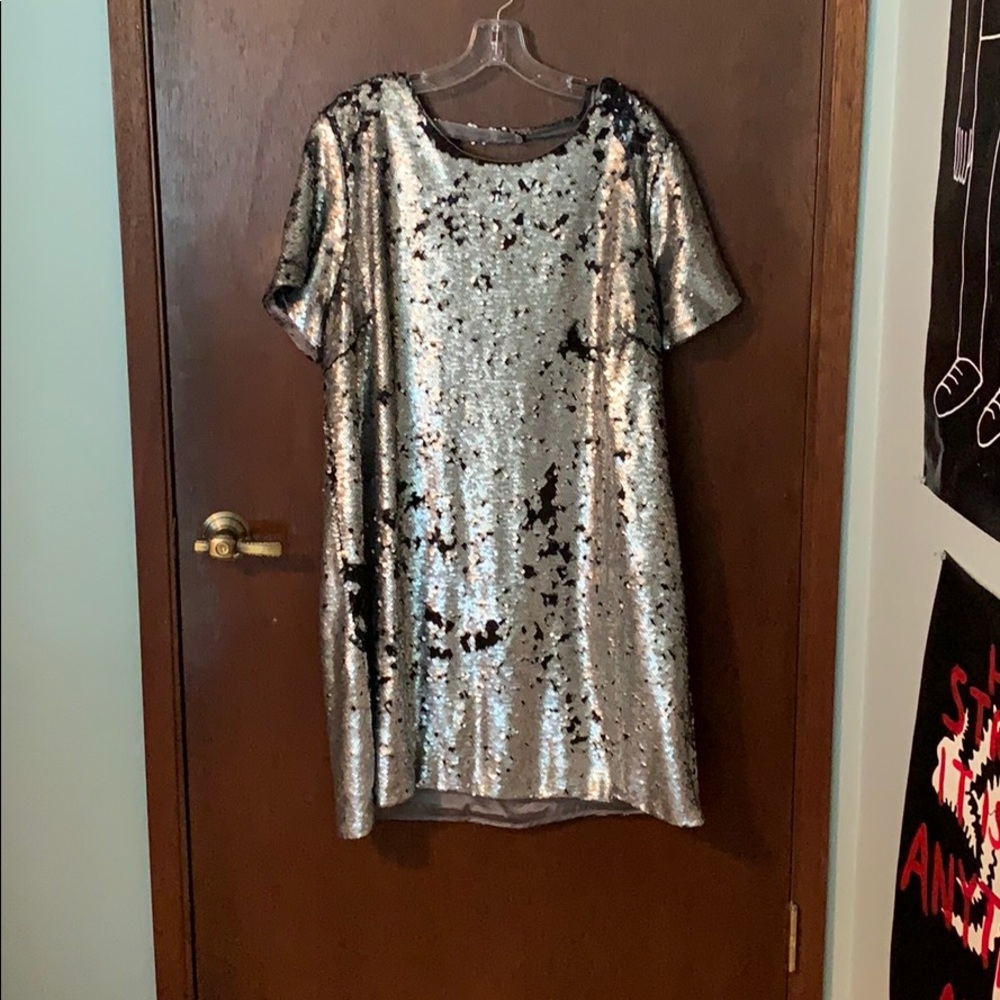 Plus sized sequin open back dress